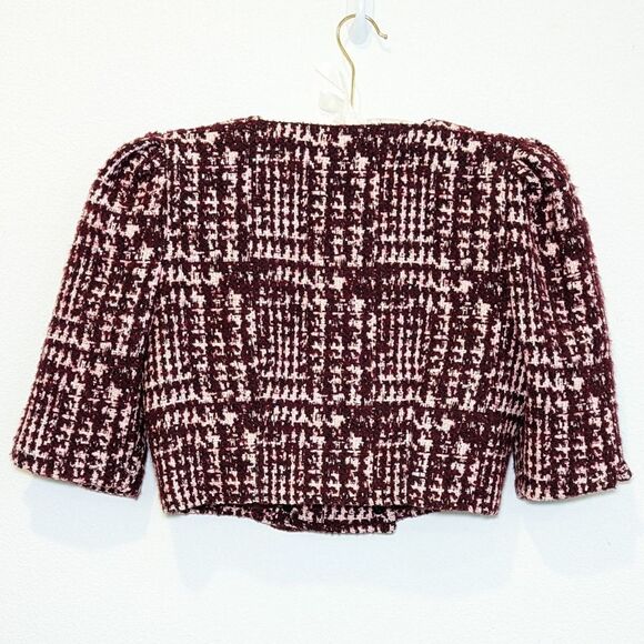 NWT Smythe DB Jacket Cropped in Plum Boucl - Picture 10 of 15